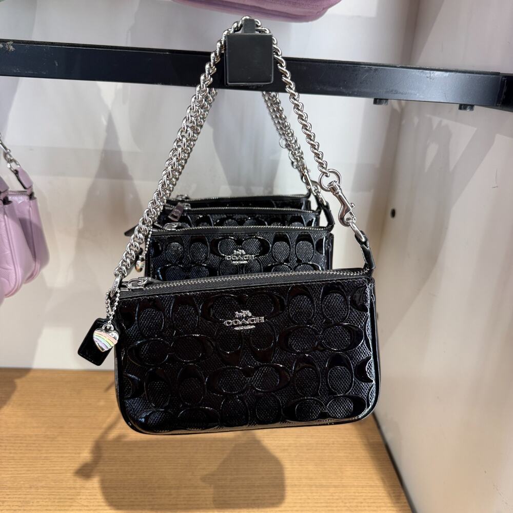 Coach Nolita 19 In Signature Leather With Heart Charm CDY97 Black